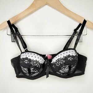 Native Intimates Bustier bra & skirt Panty Black & White Polka Dot Lingerie set